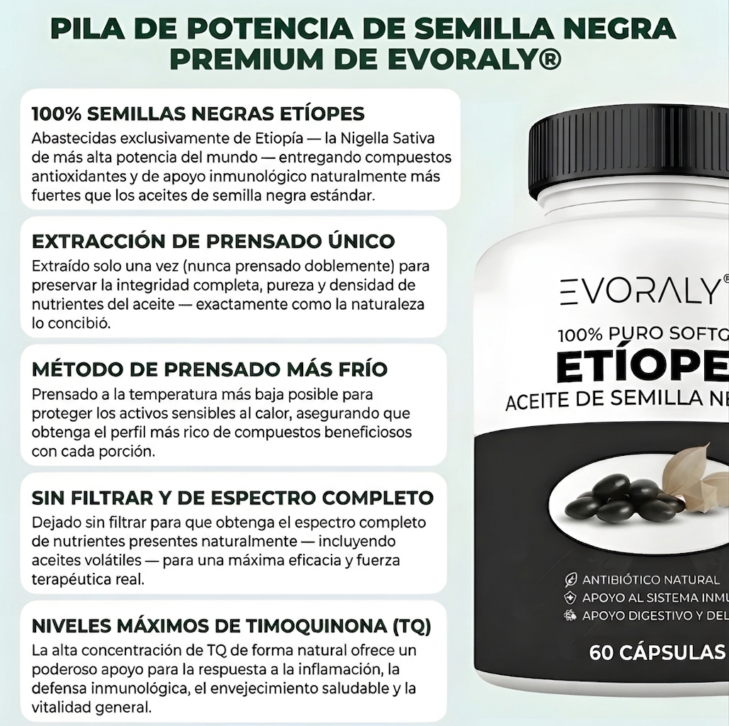 Información nutricional Aceite de Semilla Negra Etiópe